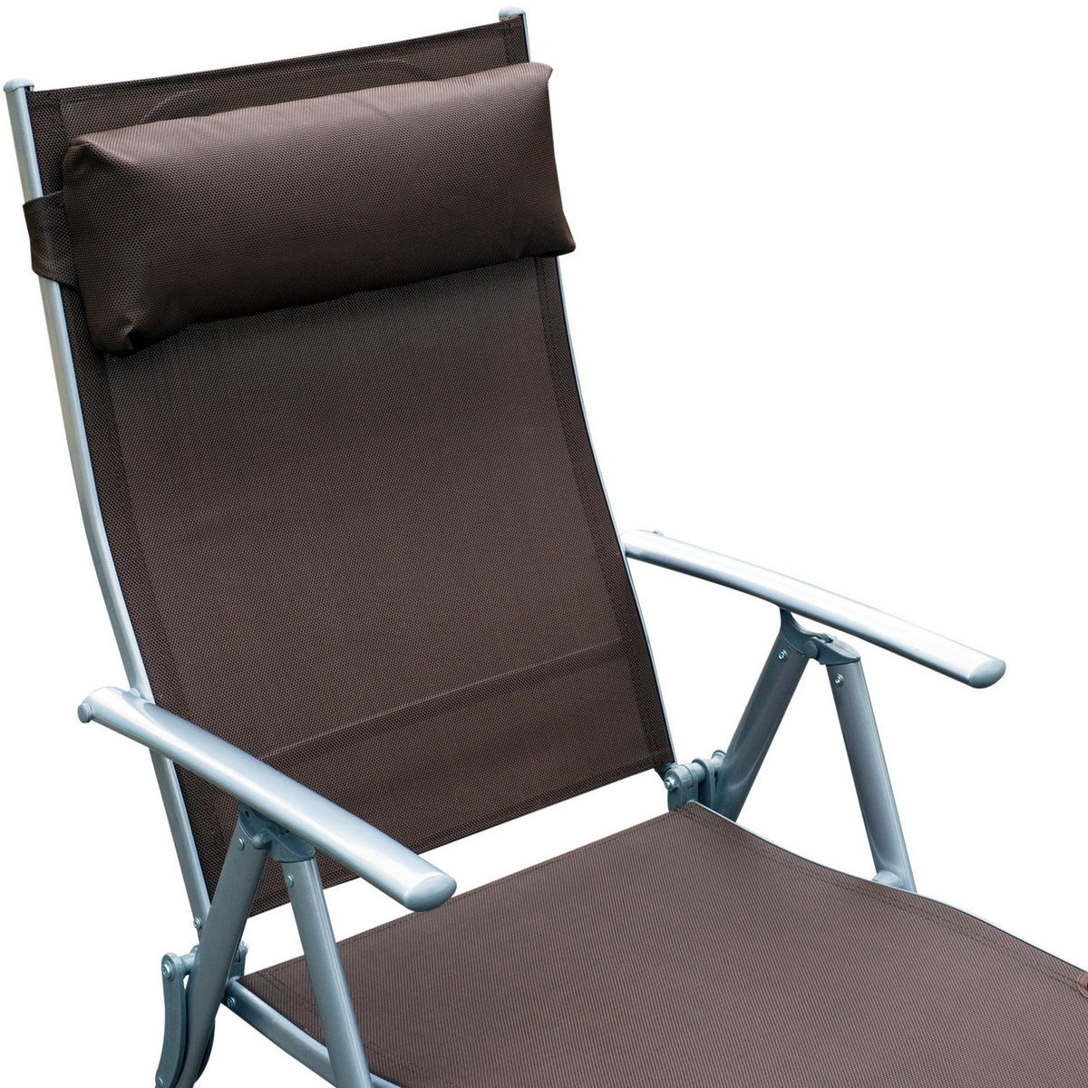 SONNENLIEGE, klappbar mit Kissen, Metall+Stoff, Braun, 137 x 63,5 x 100,5 cm - Braun, Metall (63.5/100.5/137cm) - Outsunny