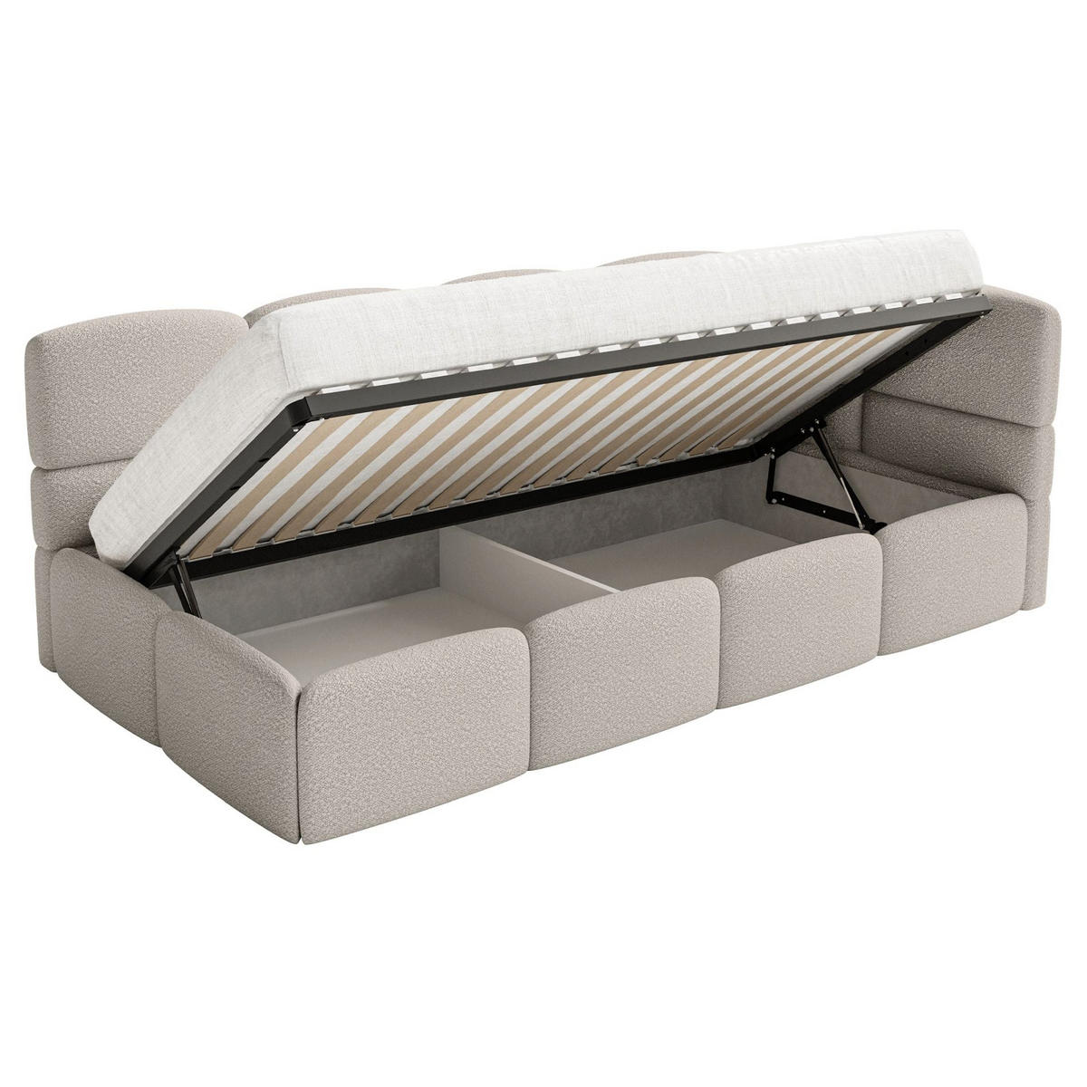 JUGENDBETT Cloudy rechts Bouclé Greige - Taupe, Kunststoff/Textil (90/200cm) - Selsey