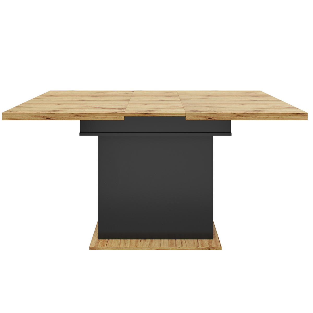 ESSTISCH 110-140/75/80 cm Schwarz/Natur aus MDF mit Stauraum - Schwarz, Holzwerkstoff (110/80/75cm) - OKMYHOME