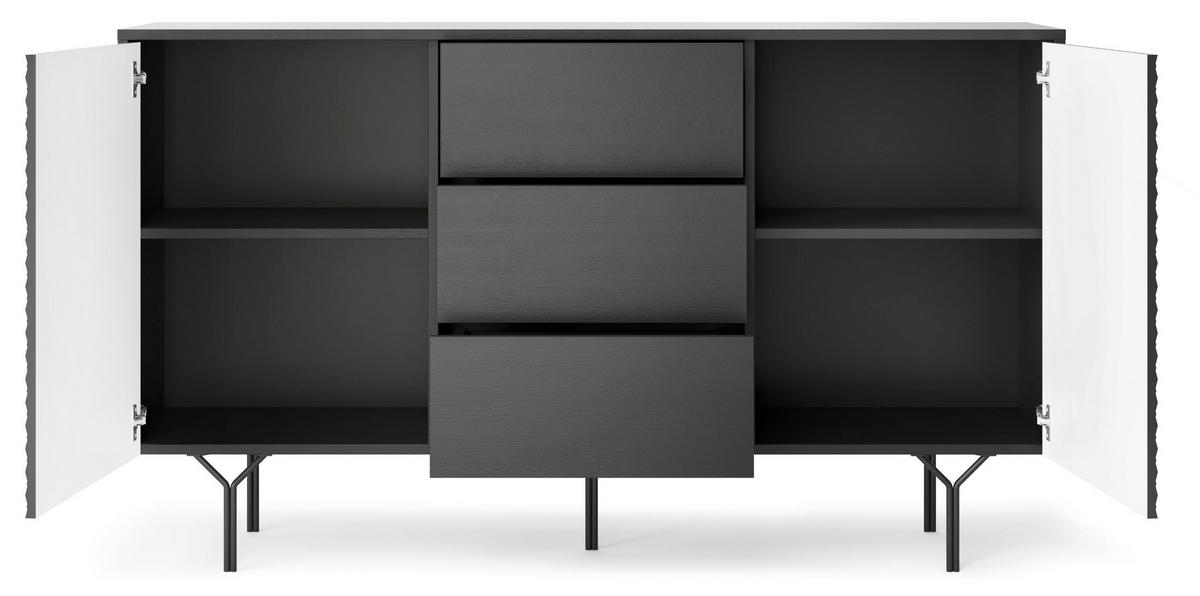 SIDEBOARD SCHWARZ - Schwarz, Holzwerkstoff (144/83/38cm) - FURNLUX