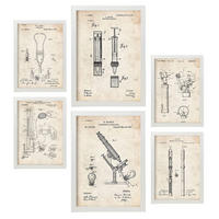 POSTER Set Mit 6 Plakaten Mit Medizin Patenten Im Vintage Stil A3 & A4 Weißer Rahmen - Weiß, Papier (29/3cm) - Nacnic