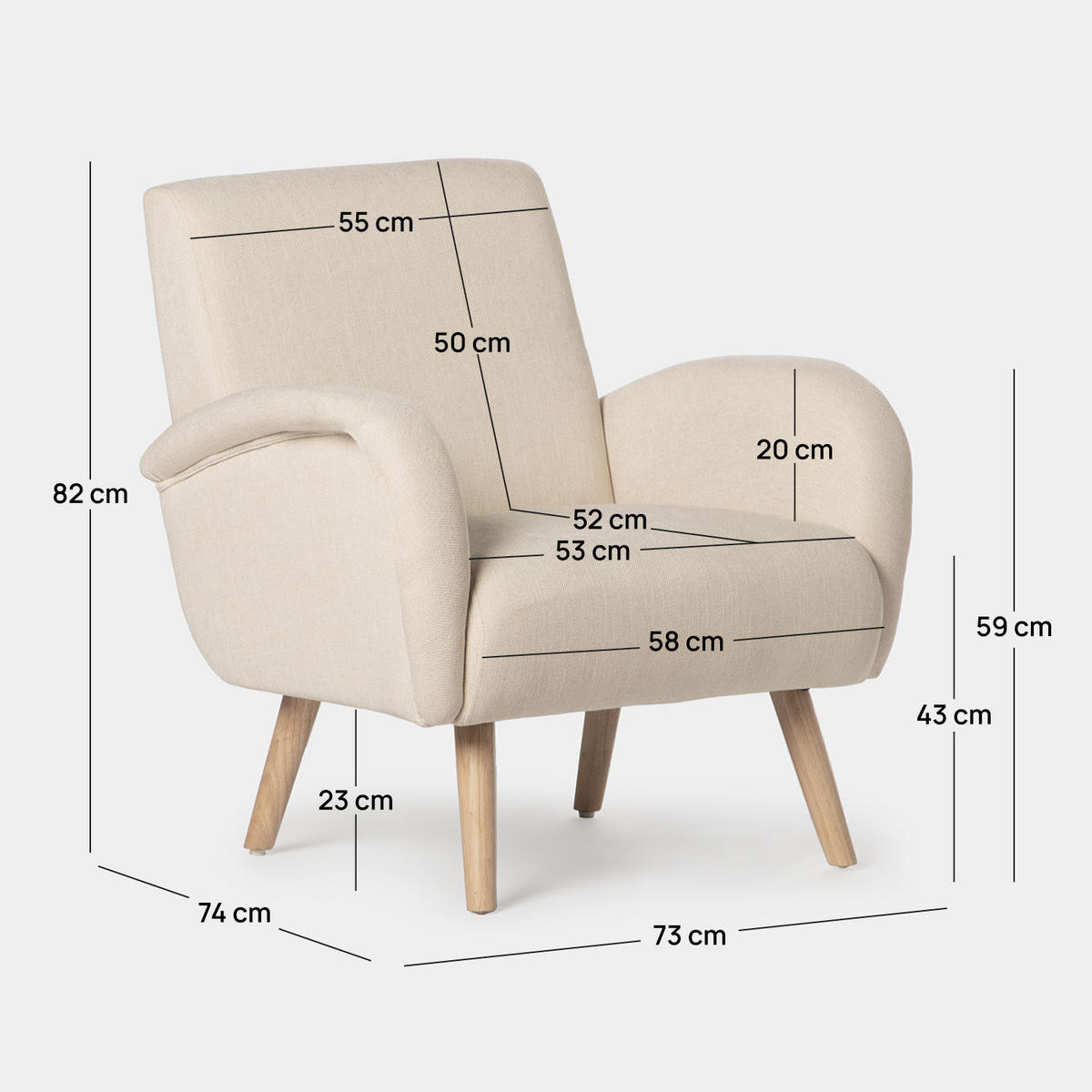 LESESESSEL Iraida Beige 73 cm x 82 cm - Beige, Textil (73/82/74cm) - Klast Home