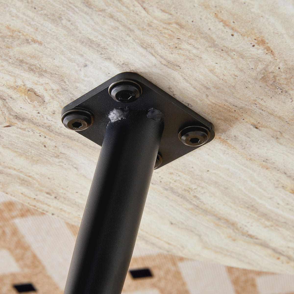 KONFERENČNÍ stolek 70/70/35,5 cm černá světlý dekor z MDF a kovu s nastavitelnými nožkami - černá, kompozitní dřevo (70/70/35.5cm) - OKWISH