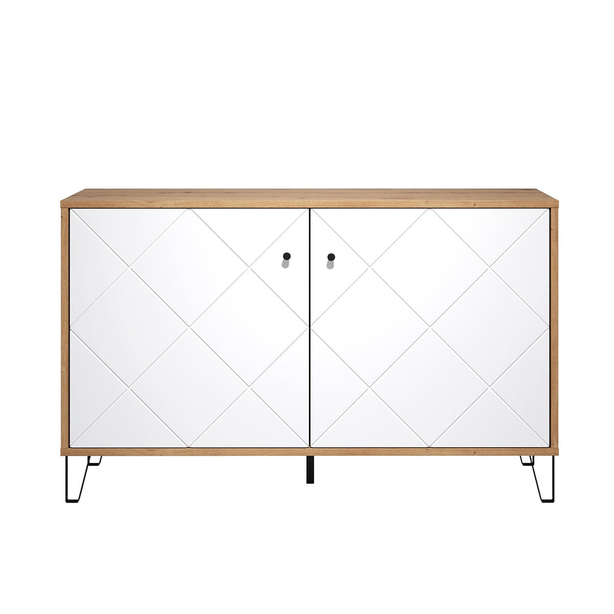 SIDEBOARD 2 Türen Dekor Eiche Artisan B123 cm - Touch - Weiß, Holzwerkstoff (123/76/40cm) - Trendteam