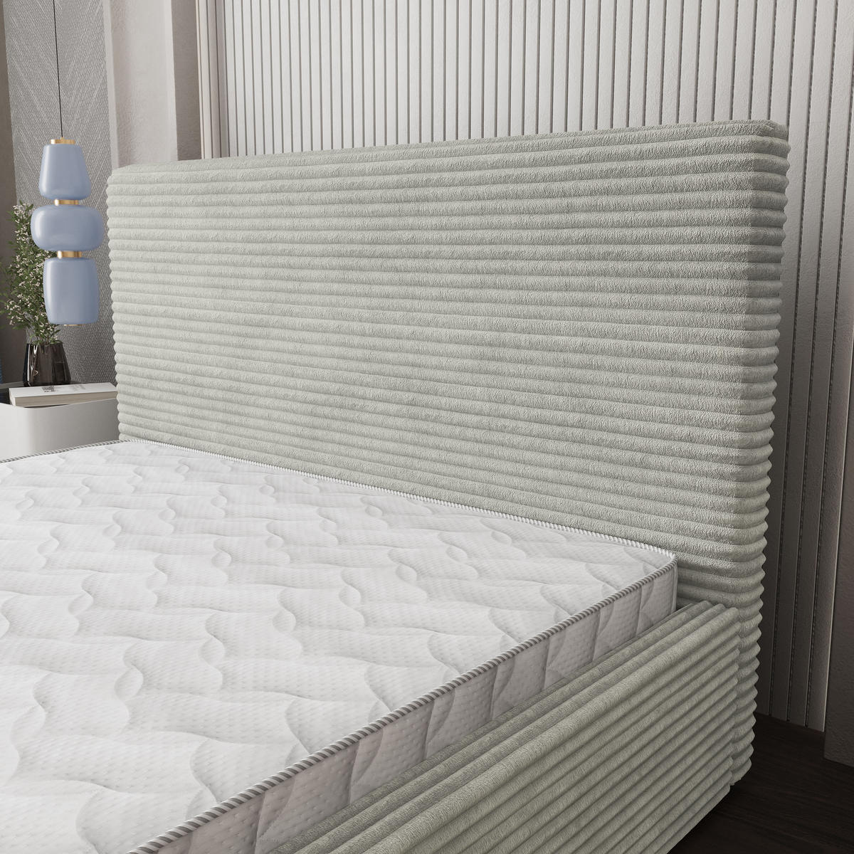 POLSTERBETT MIRETTI 160x200 cm mit Bettkästen - Hellgrau - Hellgrau, Holz (160/200cm) - MASSENO