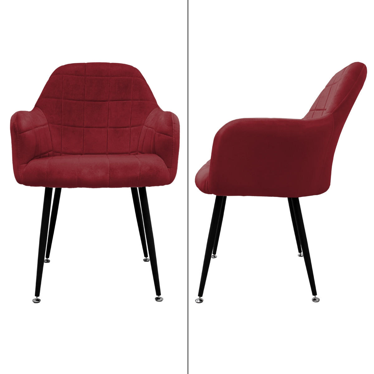 ESSZIMMERSTUHL Samt Bordeaux 2er Set - Bordeaux, Metall (60/84/58cm) - ECD-Germany