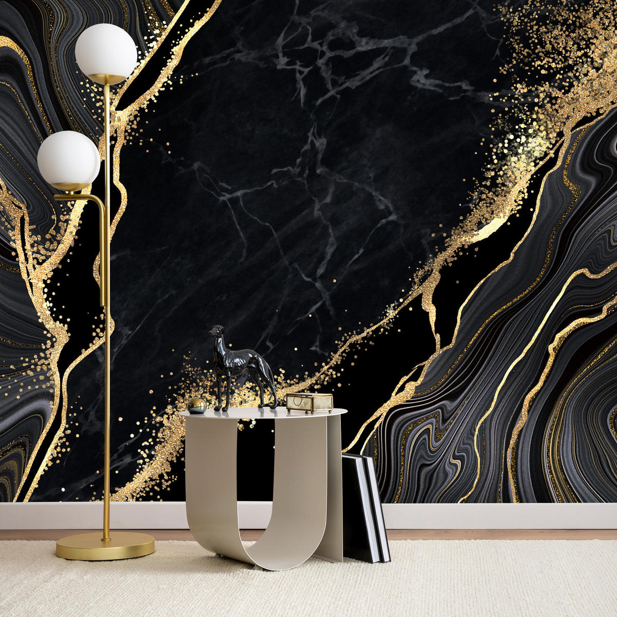 FOTOTAPETE Abstrakter Marmor Muster Glamour 350x256 - Gelb/Beige, Papier (350/256cm) - Muralo