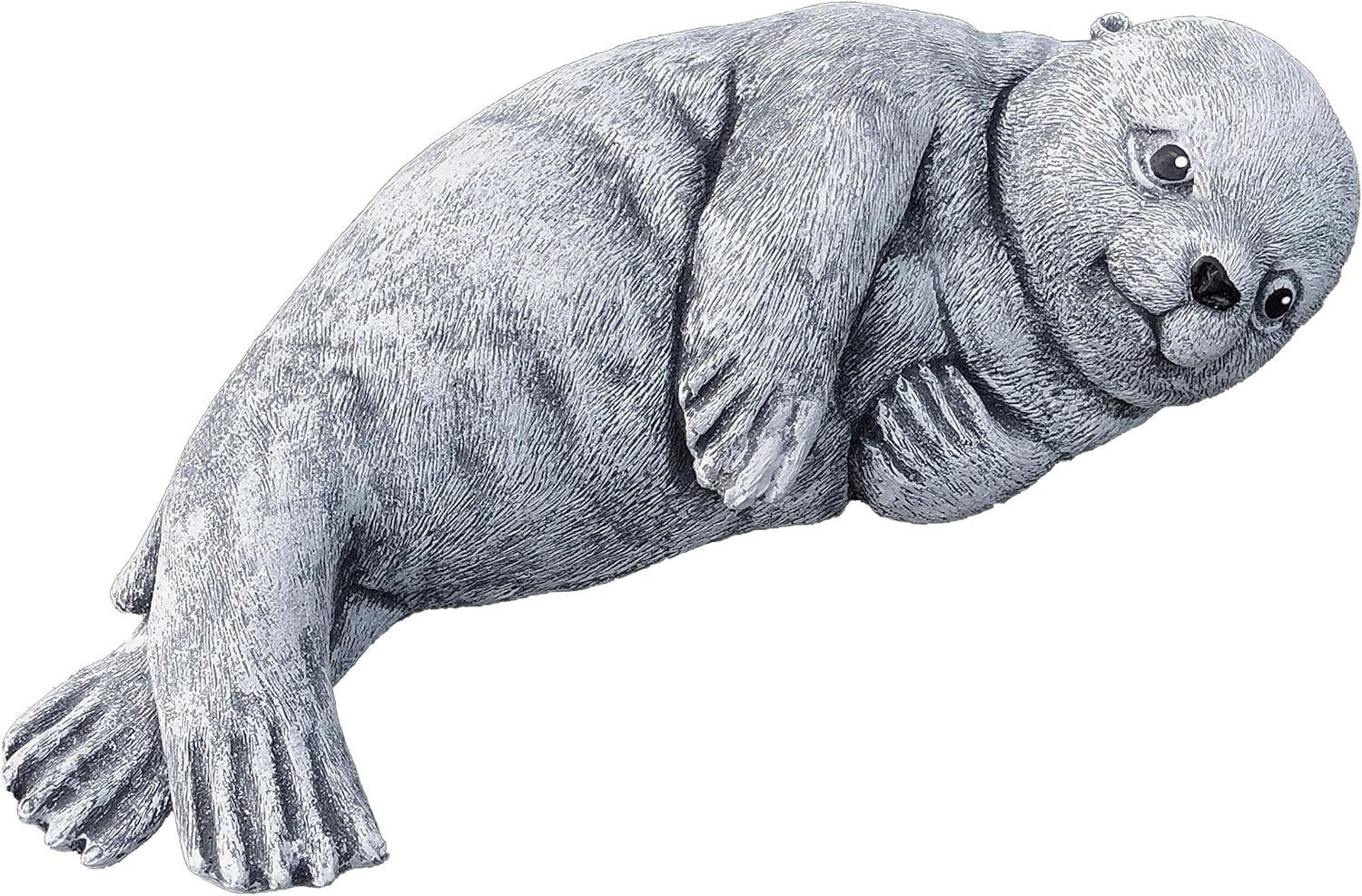 STEINFIGUR Robbe Seehund, Frostfest, massiver Steinguss - Grau, Stein (32/11/16cm) - stoneandstyle
