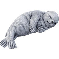 STEINFIGUR Robbe Seehund, Frostfest, massiver Steinguss - Grau, Stein (32/11/16cm) - stoneandstyle