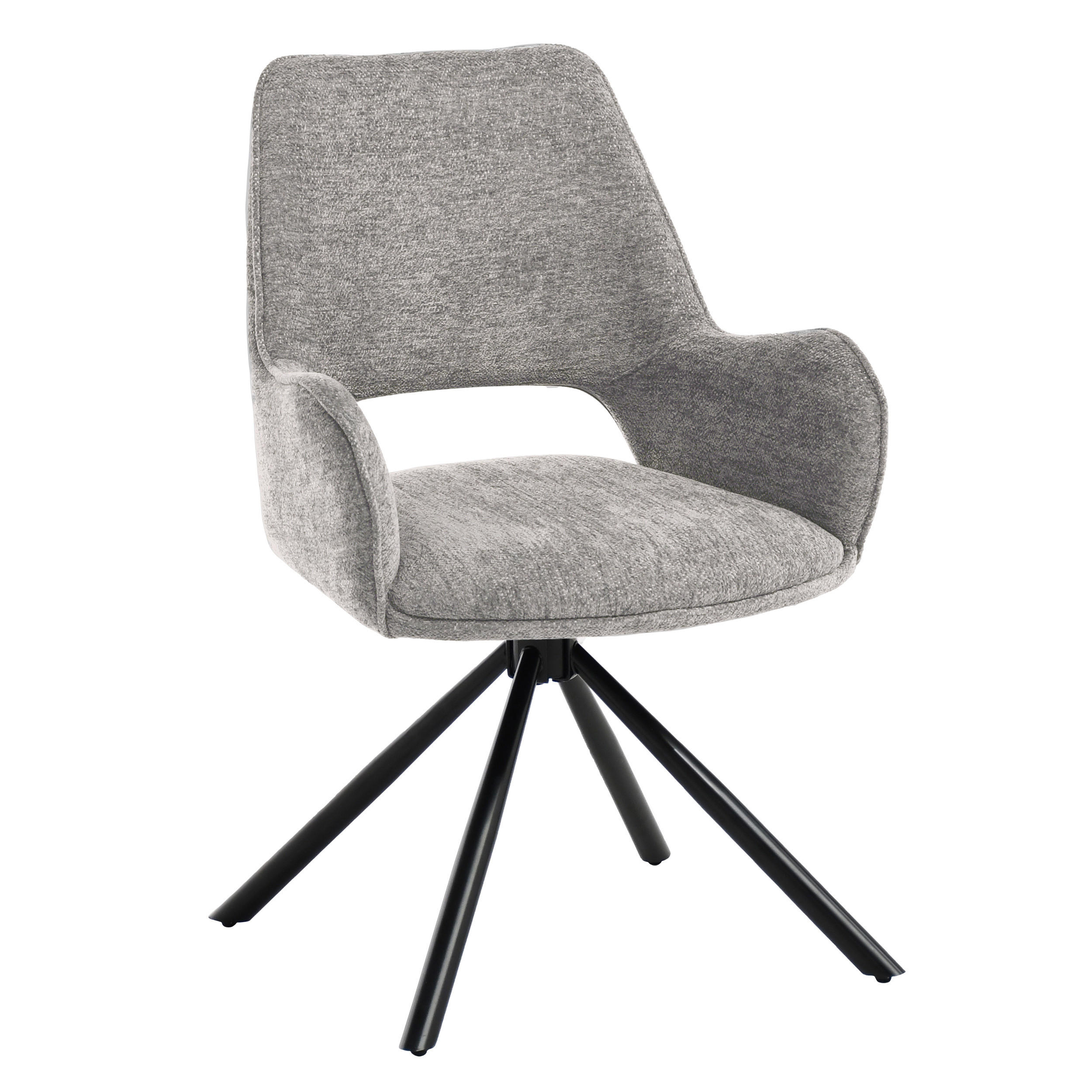 DREHSTUHL Treo im Boucléstoff mit Metallbeinen, Grau - Schwarz/Grau, Metall (58/86/60cm) - Beautysofa