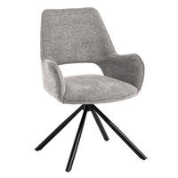 OTOČNÁ ŽIDLE Treo v látce bouclé s kovovými nohami, šedá - šedá/černá, kov (58/86/60cm) - Beautysofa