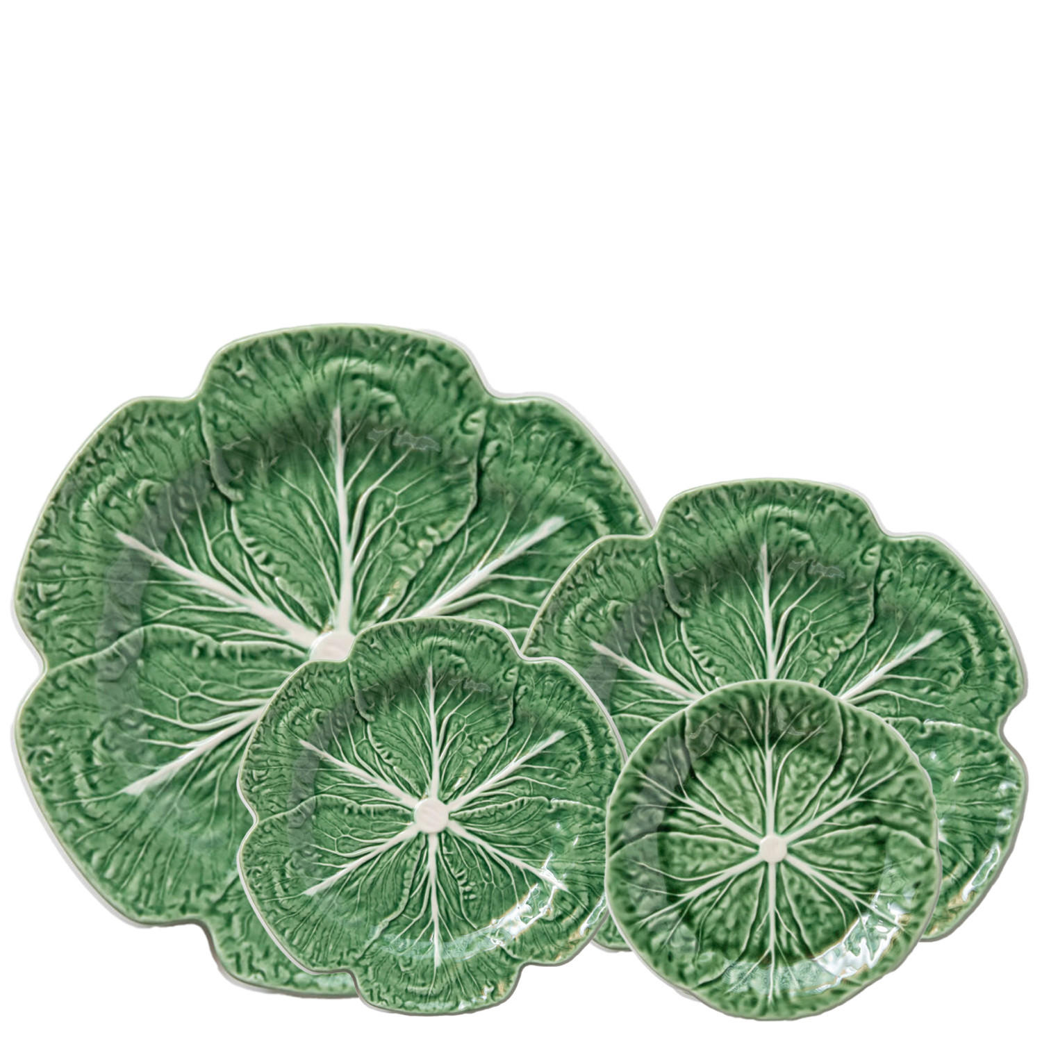 TAFELSERVICE 4-teilig Porzellan Grün Blattstruktur 33/26,8/21,7/16,5 cm - Grün, Keramik (33/2/33cm) - Quality Elegance