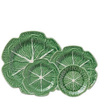 TAFELSERVICE 4-teilig Porzellan Grün Blattstruktur 33/26,8/21,7/16,5 cm - Grün, Keramik (33/2/33cm) - Quality Elegance