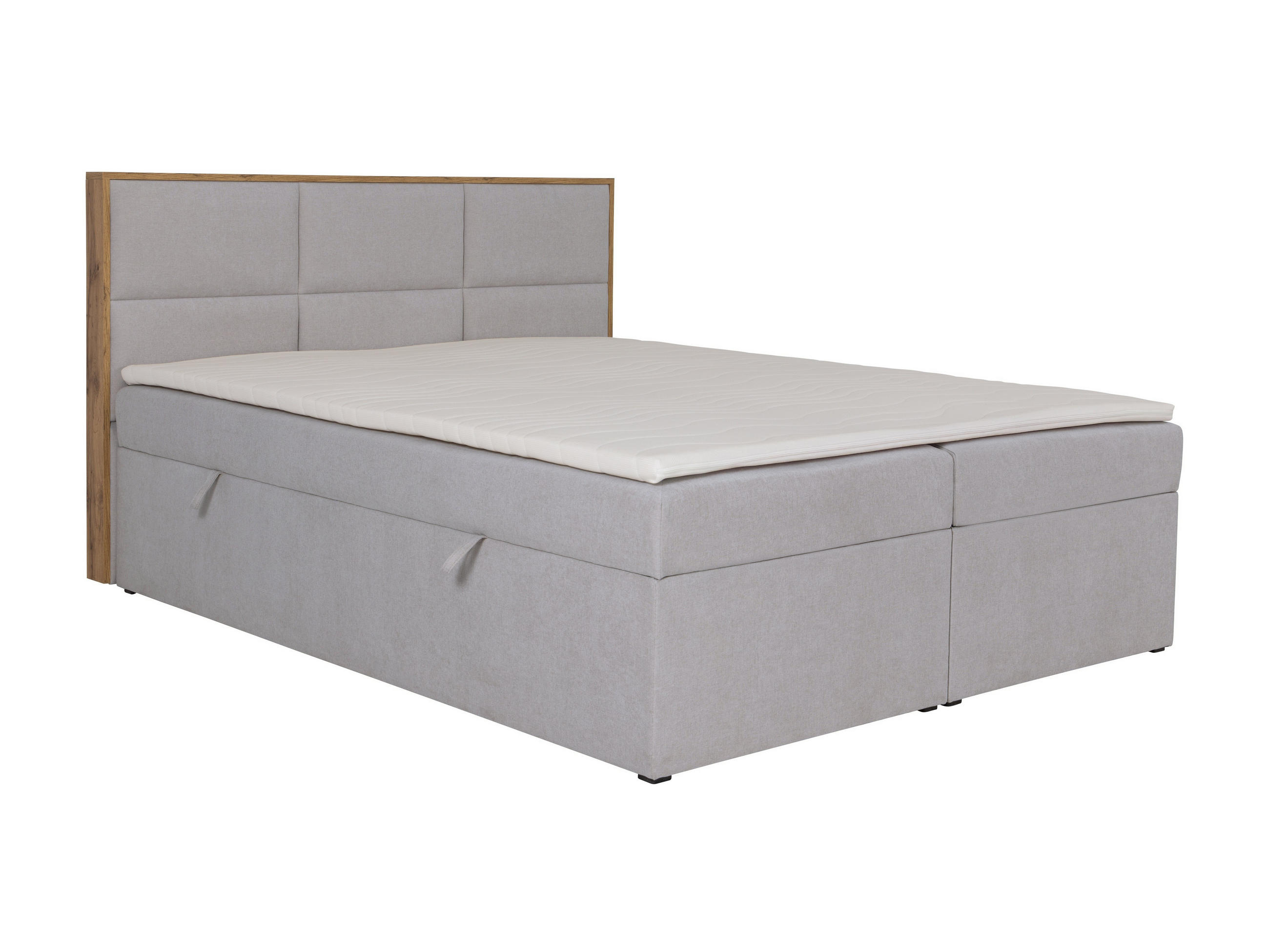 BOXSPRINGBETT ELMA mit Topper und Bettkasten, Hellgrau, 160x200 cm - Hellgrau, Textil (160/200cm) - KS Home Concept