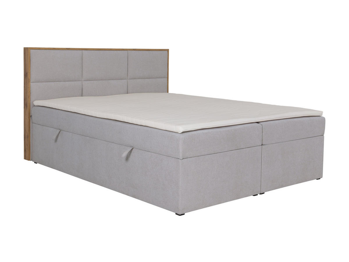BOXSPRINGBETT ELMA mit Topper und Bettkasten, Hellgrau, 160x200 cm - Hellgrau, Textil (160/200cm) - KS Home Concept