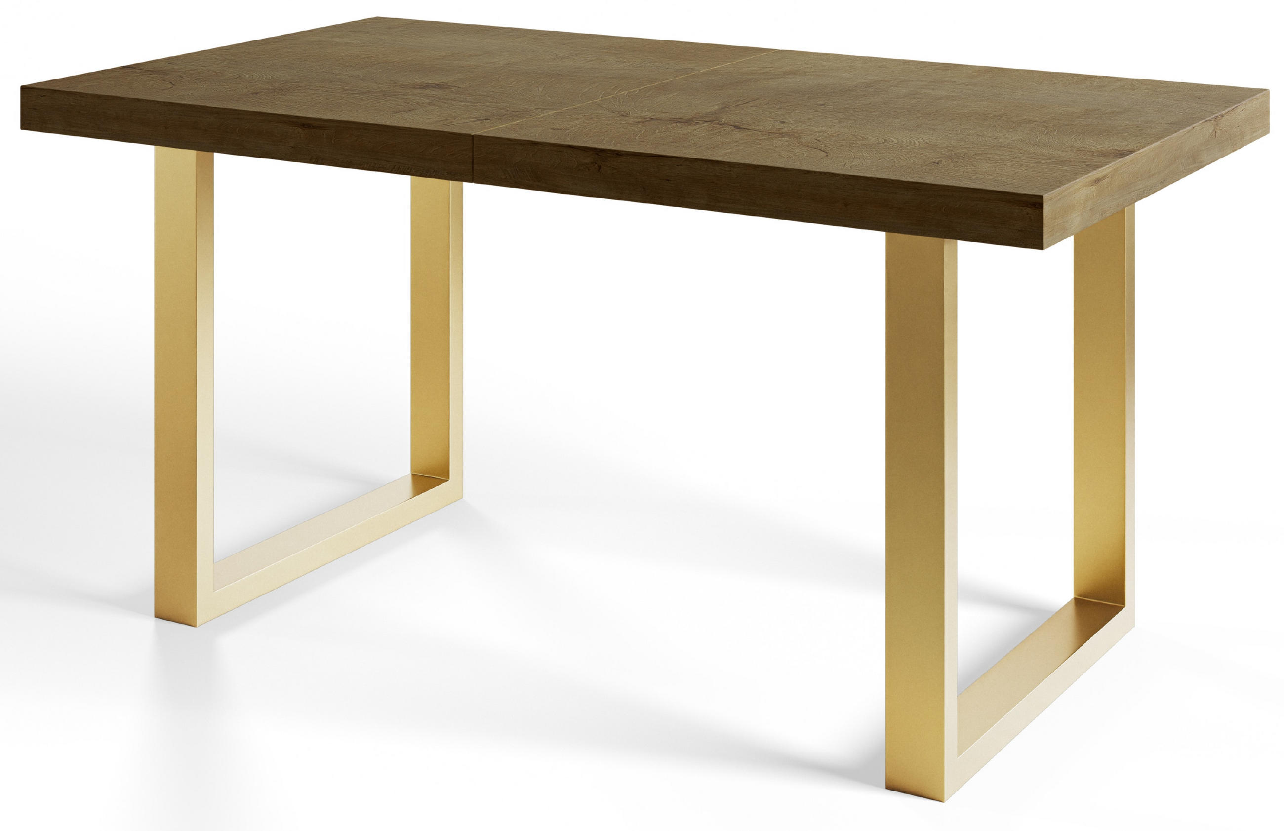 ESSZIMMERTISCH LOFT-U, ausziehbarer Tisch 140-240X80X77 cm, Farbe: LEFKAS, mit Metallbeinen in Farbe Gold - Dunkelbraun/Goldfarben, Holzwerkstoff (140/80/77cm) - Alpi-Möbel