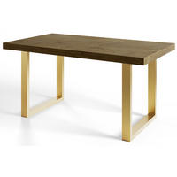 ESSZIMMERTISCH LOFT-U, ausziehbarer Tisch 120-220X80X77 cm, Farbe: LEFKAS, mit Metallbeinen in Farbe Gold - Dunkelbraun/Goldfarben, Holzwerkstoff (120/80/77cm) - Alpi-Möbel