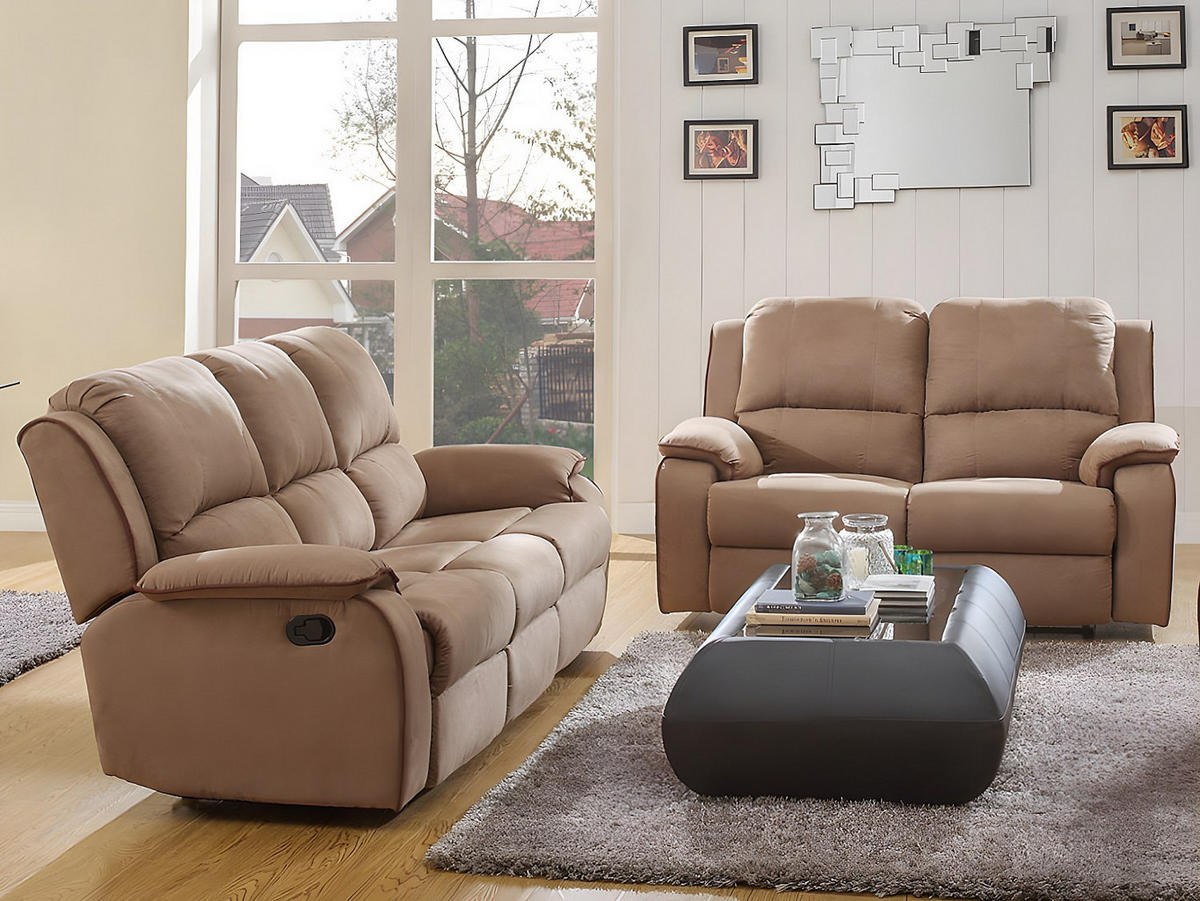 COUCHGARNITUR - 5 Personen - stoff - taupe Hernani - Taupe, Textil (158/99/96cm) - Vente-Unique