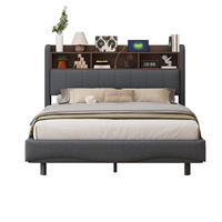 POLSTERBETT 140/200 cm grau mit Stauraum, LED-Beleuchtung und USB- sowie Type-C-Anschlüssen - Grau, Textil (140/200cm) - OKWISH