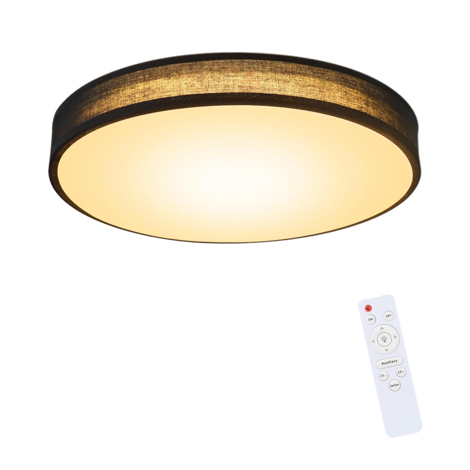 LED stropna svjetiljka Debra 38x38x6 cm - crna, tekstil (38/38/6cm) - Nettlife