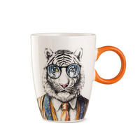 KAFFEETASSE Human Essence Tigermotiv, Porzellan, Ø 9 cm - Multicolor, Keramik (0.4L) - Gilde