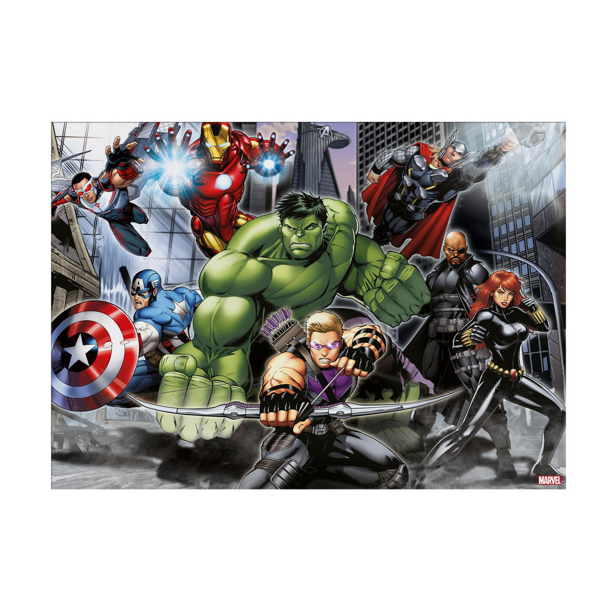 LEINWANDBILD Marvel Avengers Im Kampf - Leinwand 70x50cm - Multicolor, Holzwerkstoff (50/70cm) - Marvel