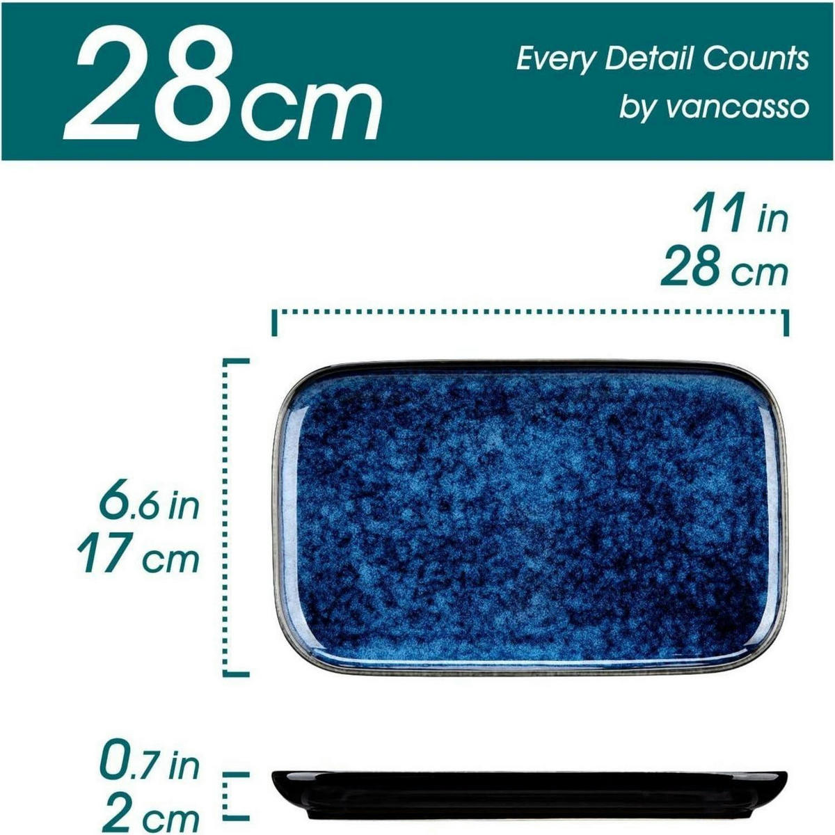 SERVIERPLATTEN 4-teiliges Set Blau-Grün 28 cm - Blau, Keramik (17/2/28cm)