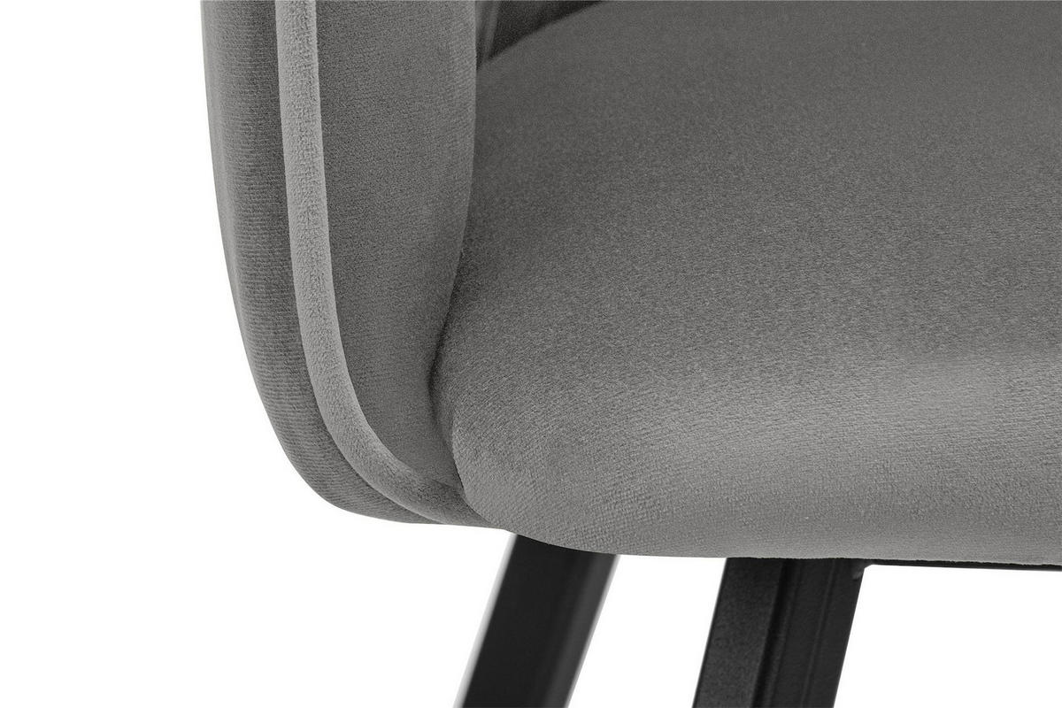ESSZIMMERSTUHLE PYRUS 2-tlg Velours-Sitz, Grau - Schwarz/Grau, Textil/Metall (56/84/46cm) - KONSIMO®