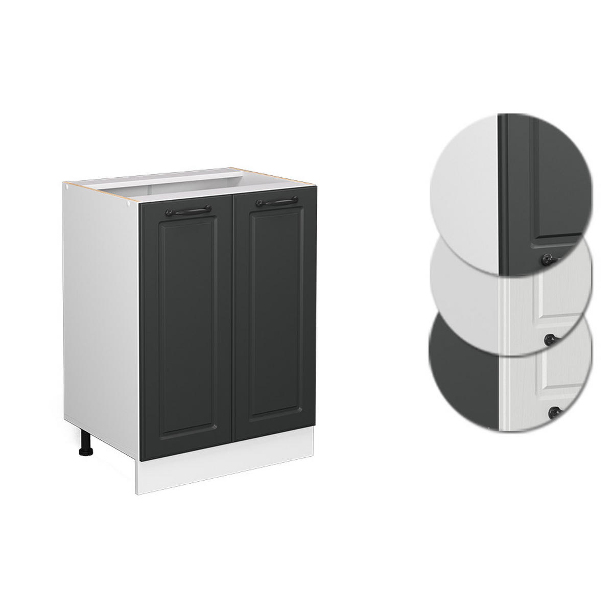 KÜCHENUNTERSCHRANK R-Line Anthrazit Landhaus 60 cm ohne AP - Anthrazit/Weiß, Holzwerkstoff (60/81.6/46cm) - Vicco