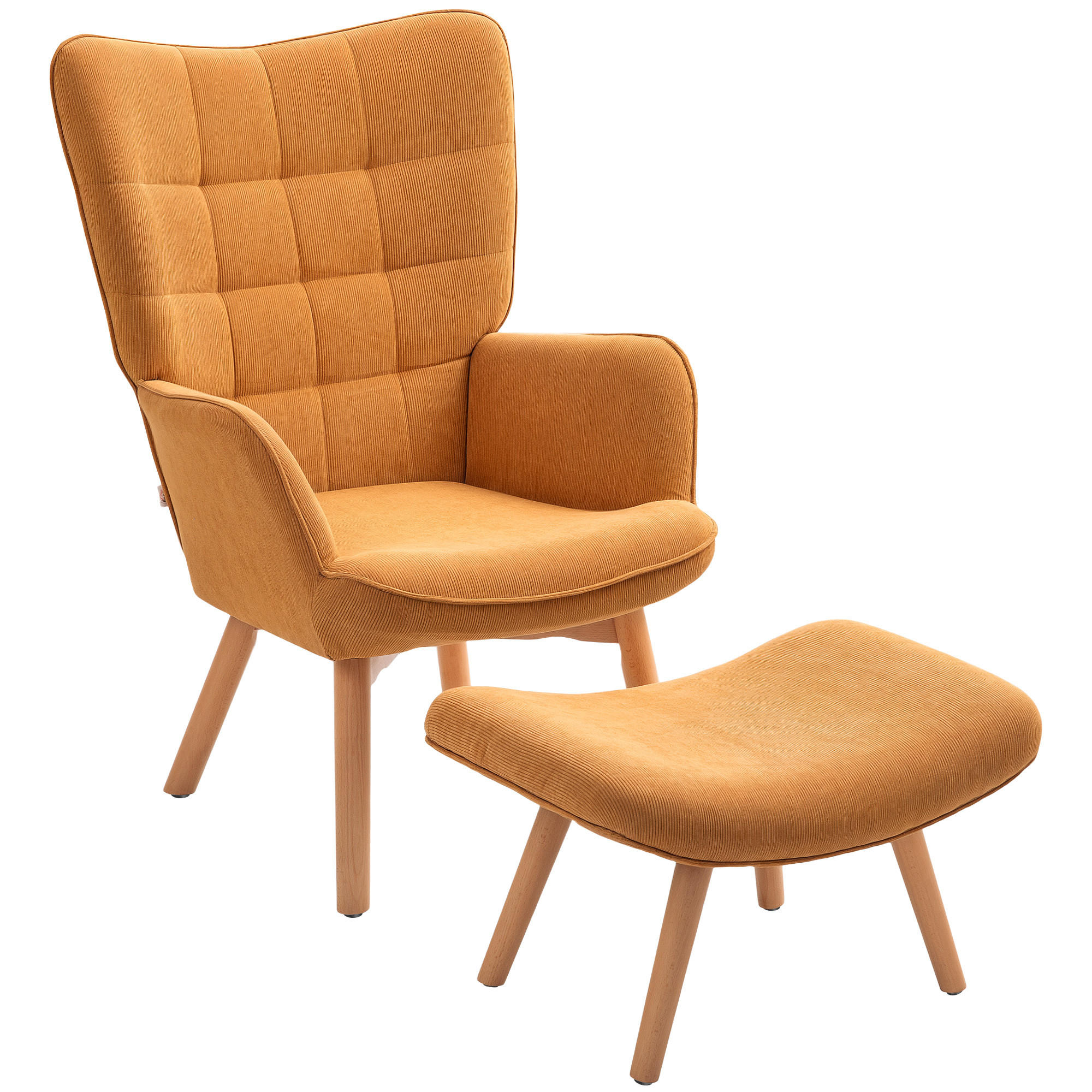 SESSEL mit Hocker, Braun - Bernsteinfarben, Textil (72/101/80cm) - HOMCOM