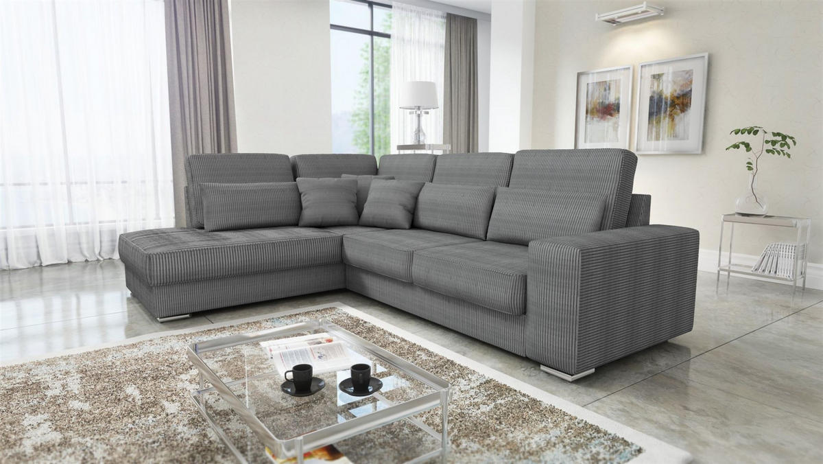 ECKSOFA Nevio Xl In Scala - Grau, Holzwerkstoff/Textil (312/226cm) - Fun Möbel