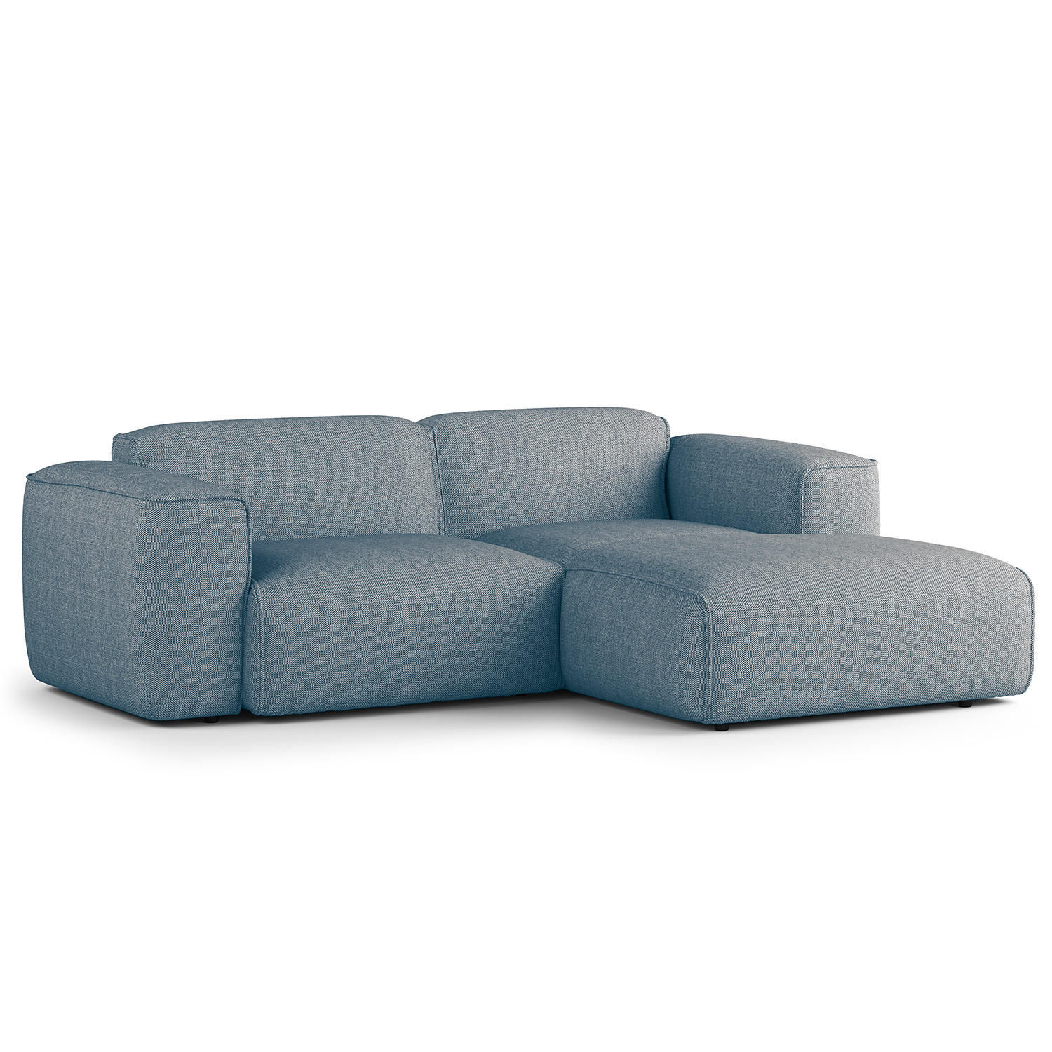 ECKSOFA mit XL-Longchair - Blaugrau/Schwarz, Kunststoff/Textil (260/171cm) - home24