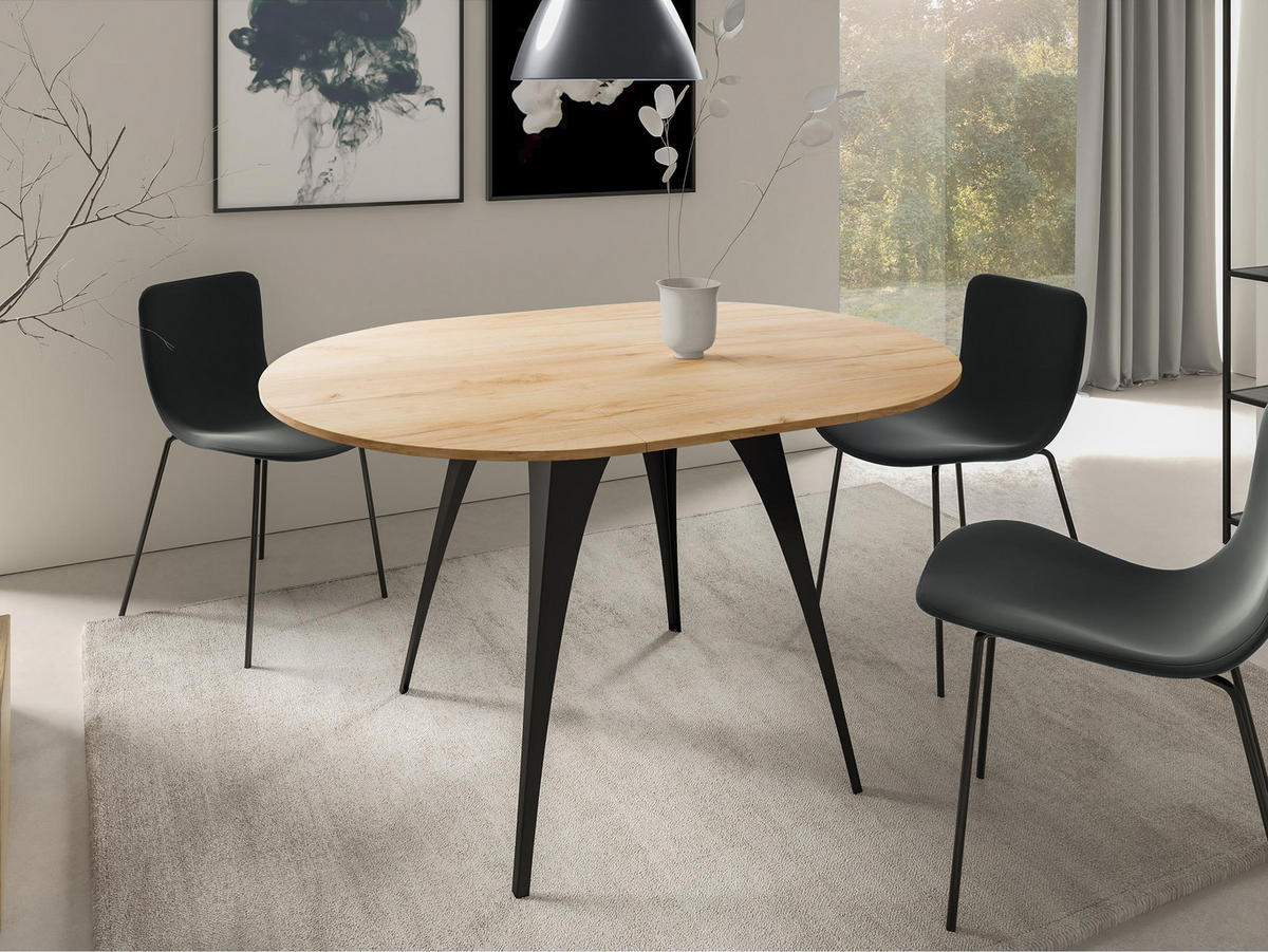 ESSTISCH Carmina 100 - Eichefarben/Schwarz, Holzwerkstoff/Metall (100/100/76cm) - MIRJAN24