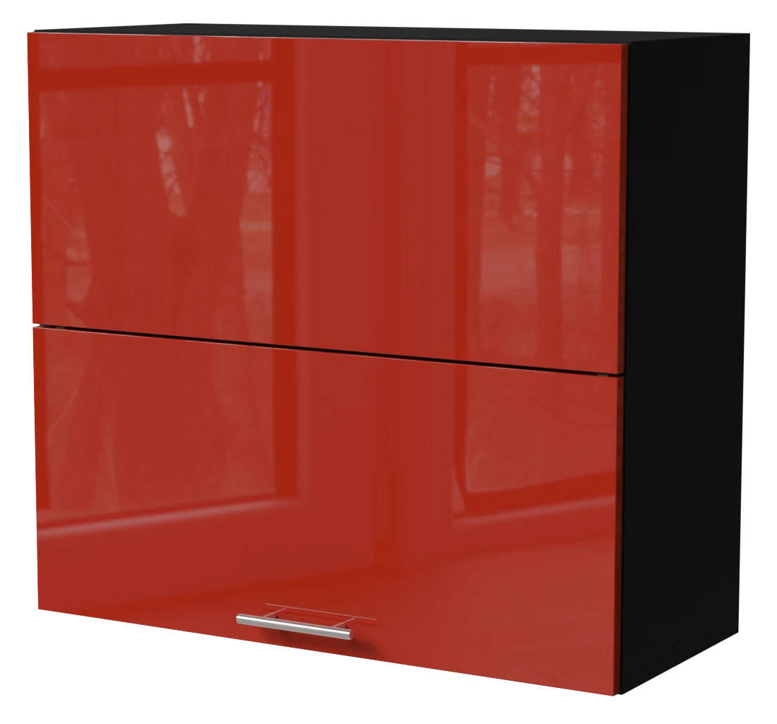 KLAPPHÄNGESCHRANK Brerra W8B/80-AV Schwarz / RAL 3002 karminrot Hochglanz 80 / 32,5 / 72cm - Rot/Schwarz, Holz/Holzwerkstoff (80/72/32.5cm) - Feldmann-Wohnen