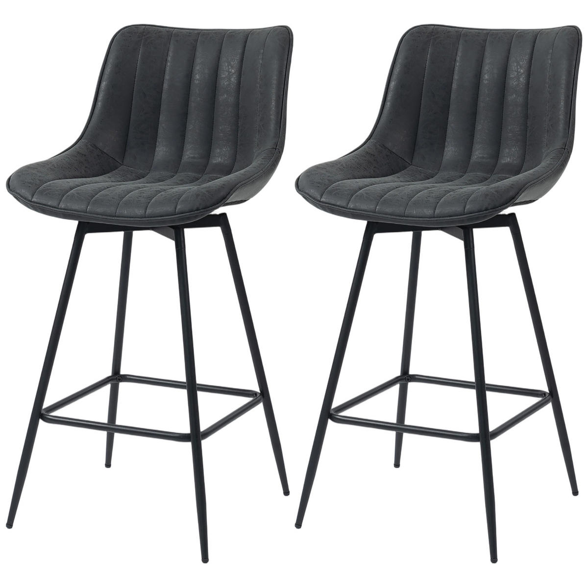 BARHOCKER Schwarz 2er-Set drehbar mit Rückenlehne - Schwarz, Kunststoff (54.5/97.5/47cm) - PANGIVO