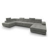 WOHNLANDSCHAFT TORIVA L-S Hellgrau Velours-Stoff mit Schlaffunktion - Hellgrau, Holz (418/90/202cm) - MASSENO