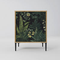 SIDEBOARD FERN FLOWERS, Eichefarben, 57,5x42x72,5 cm, Schwarze Metallfüße - Eichefarben/Multicolor, Holzwerkstoff/Metall (57.5/72.5/42cm) - SpaceRebels