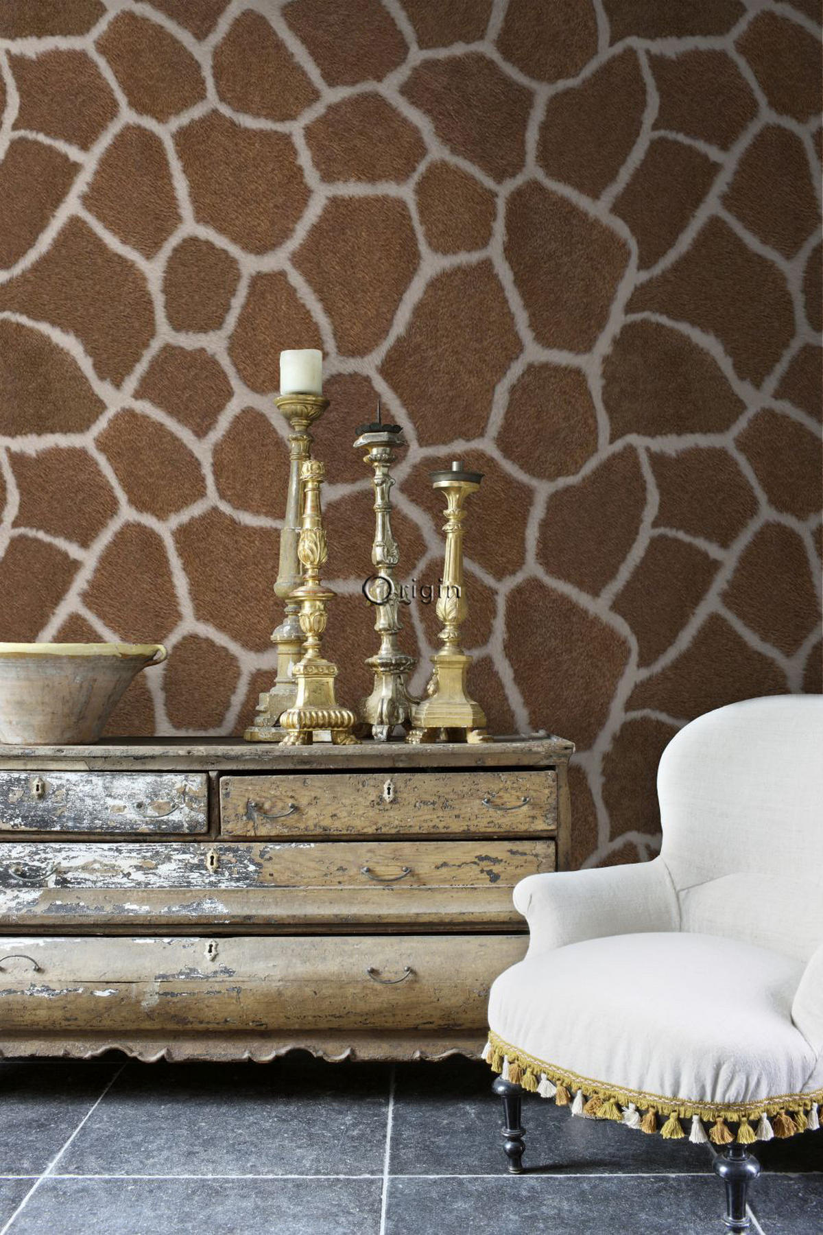 FOTOTAPETE Giraffenmuster 150 x 279 cm - Braun, Papier (150/279cm) - Origin Wallcoverings