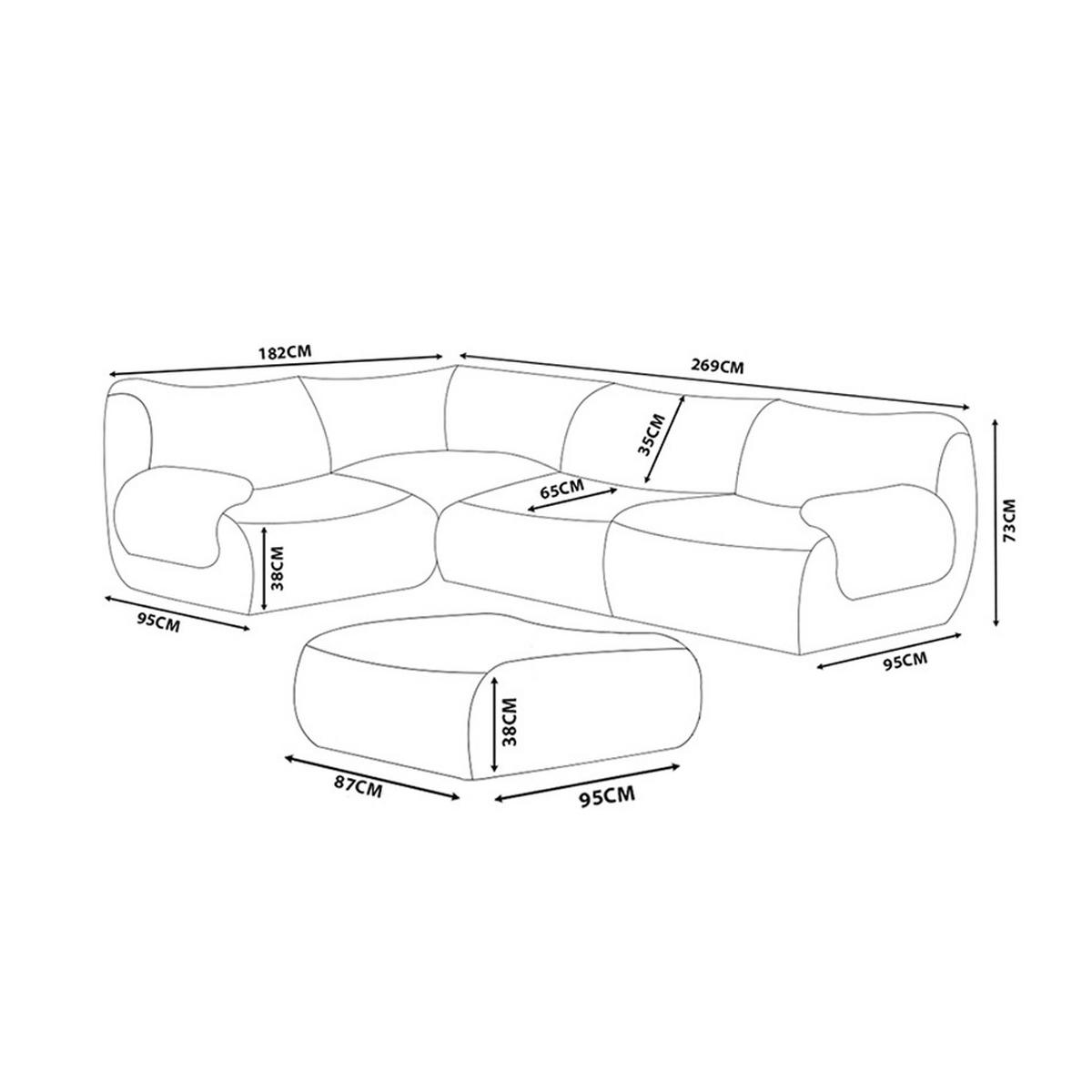 ECKSOFA Bouclé-Stoff Terrakotta-Rot - Terracotta, Textil (269/190cm) - MILYsofa