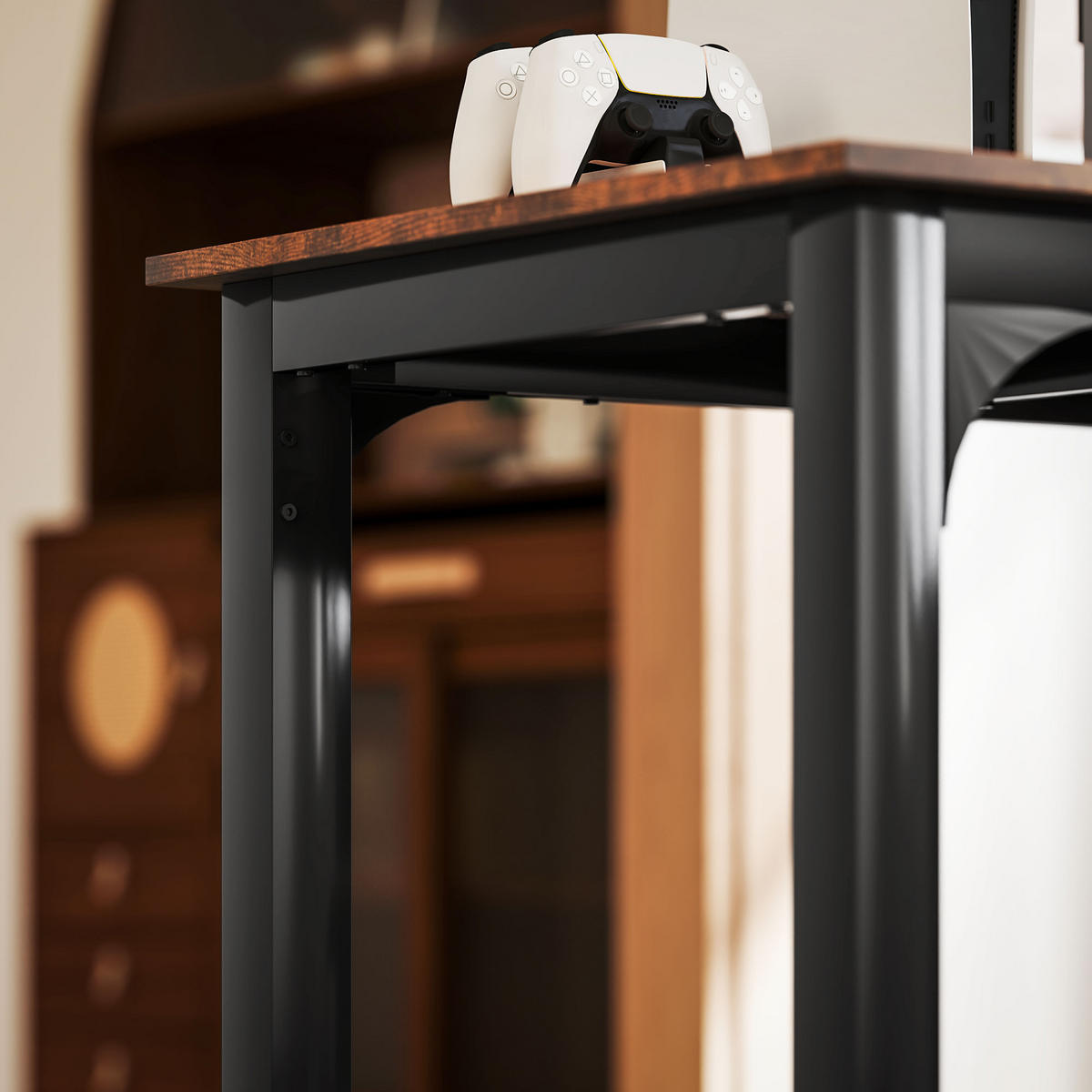 SCHREIBTISCH 180x60 cm im Industrial Design mit Stahlrahmen - Braun, Holzwerkstoff (60/180/75cm) - Gisaae