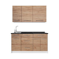 SINGLEKÜCHE Fame-Line, Goldkraft Eiche, 150 cm, AP Anthrazit - Honigeiche/Weiß, Holzwerkstoff (150/82/60cm) - Vicco