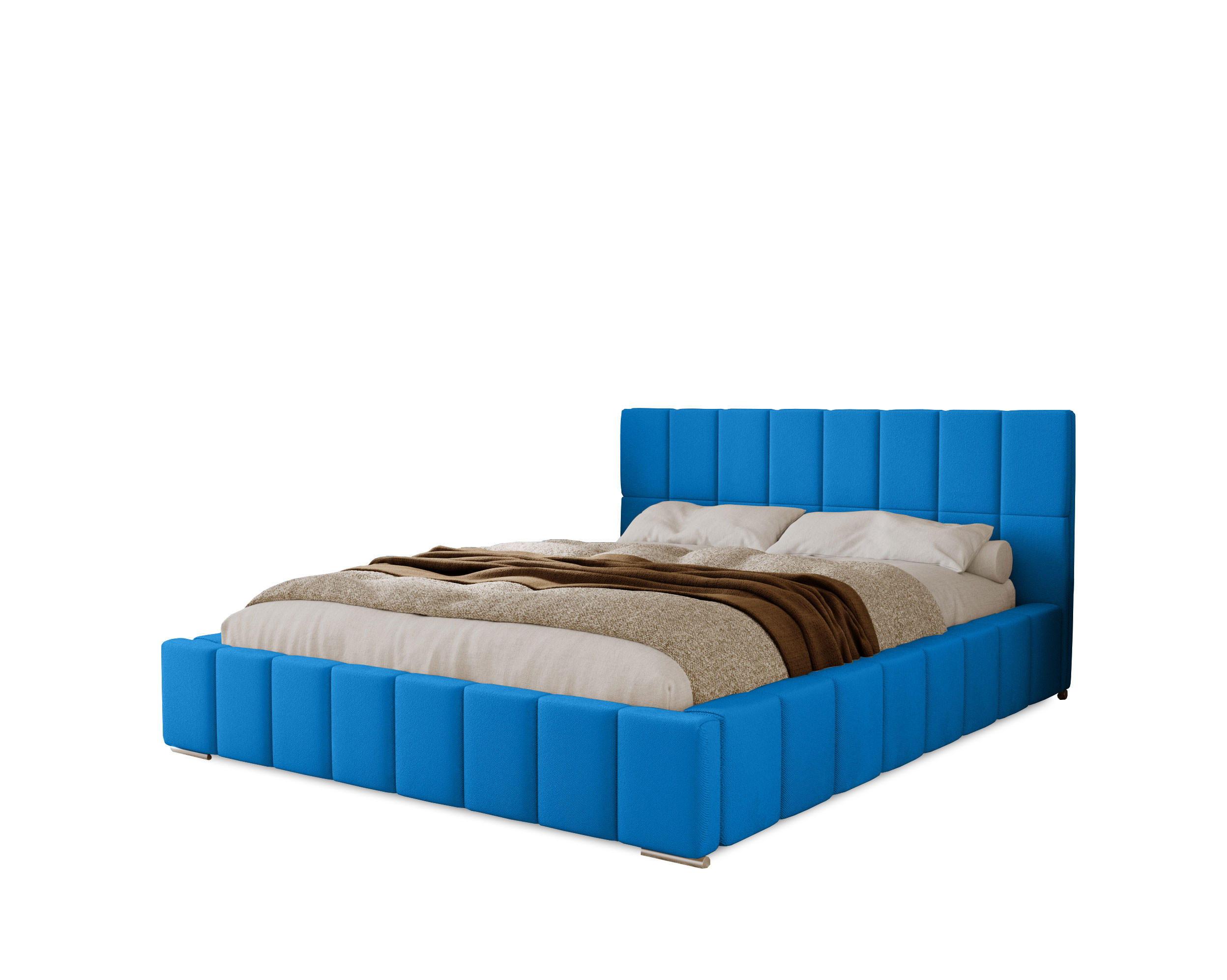 POLSTERBETT Alma 160x200 cm, Doppelbett mit Bettkasten und Lattenrost aus Holz, Velourstoff: Blau - Blau, Holz/Kunststoff (160/200cm) - Marpur
