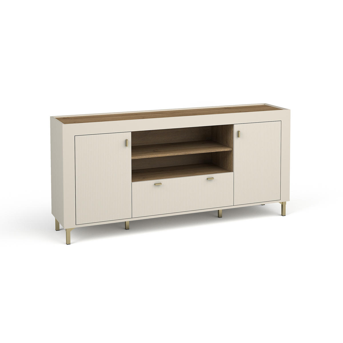 KOMMODE Monta mit 2 Türen und 1 Schublade, Kaschmir - Kaschmir, Holzwerkstoff (177/84/40cm) - Beautysofa