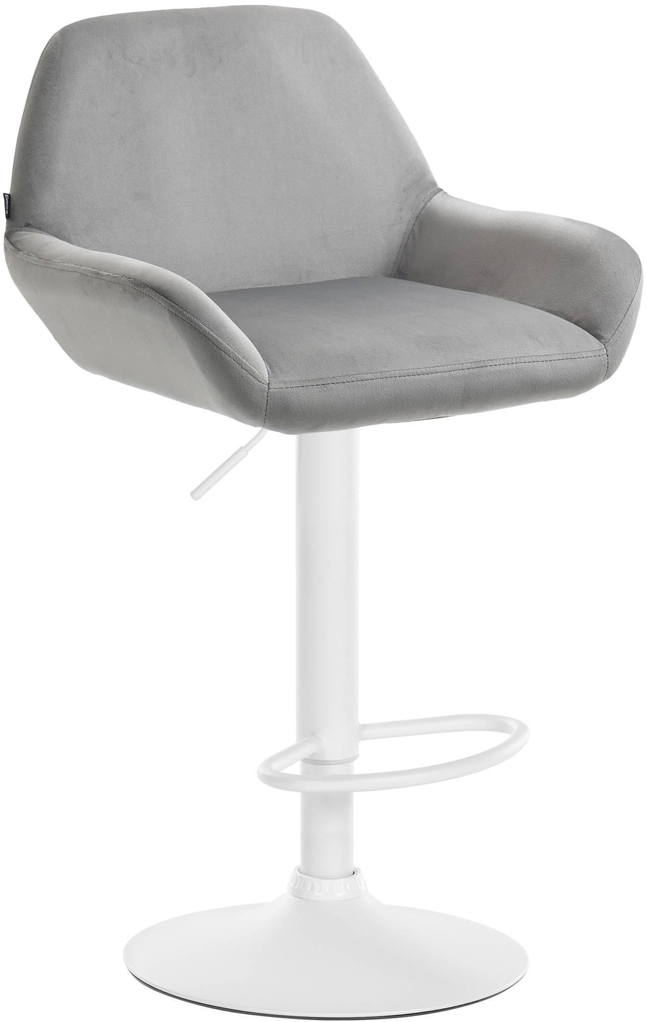 BARHOCKER DUBLIN Grau Samt Weiß - Grau, Textil/Metall (51/89/52cm) - DELUKE