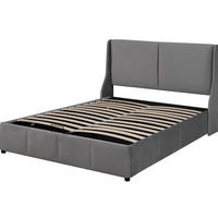 POLSTERBETT aus Samt 140x200 cm Grau mit hydraulischem Bettkasten und Lattenrost - Beige, Textil (140/200cm) - IVMEU
