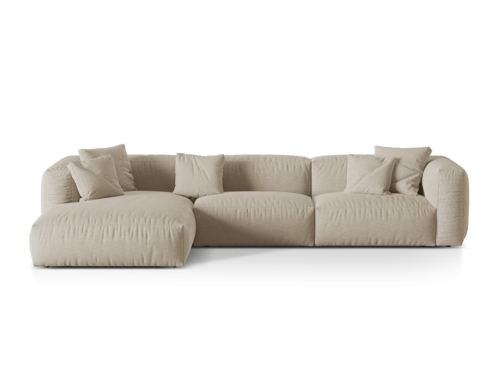 ECKSOFA modular links Martina aus strukturiertem Stoff leichtes beige 3 Sitzplätze - Creme, Textil (176/332cm) - Micadoni