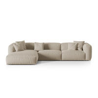 ECKSOFA modular links Martina aus strukturiertem Stoff leichtes beige 3 Sitzplätze - Creme, Textil (176/332cm) - Micadoni