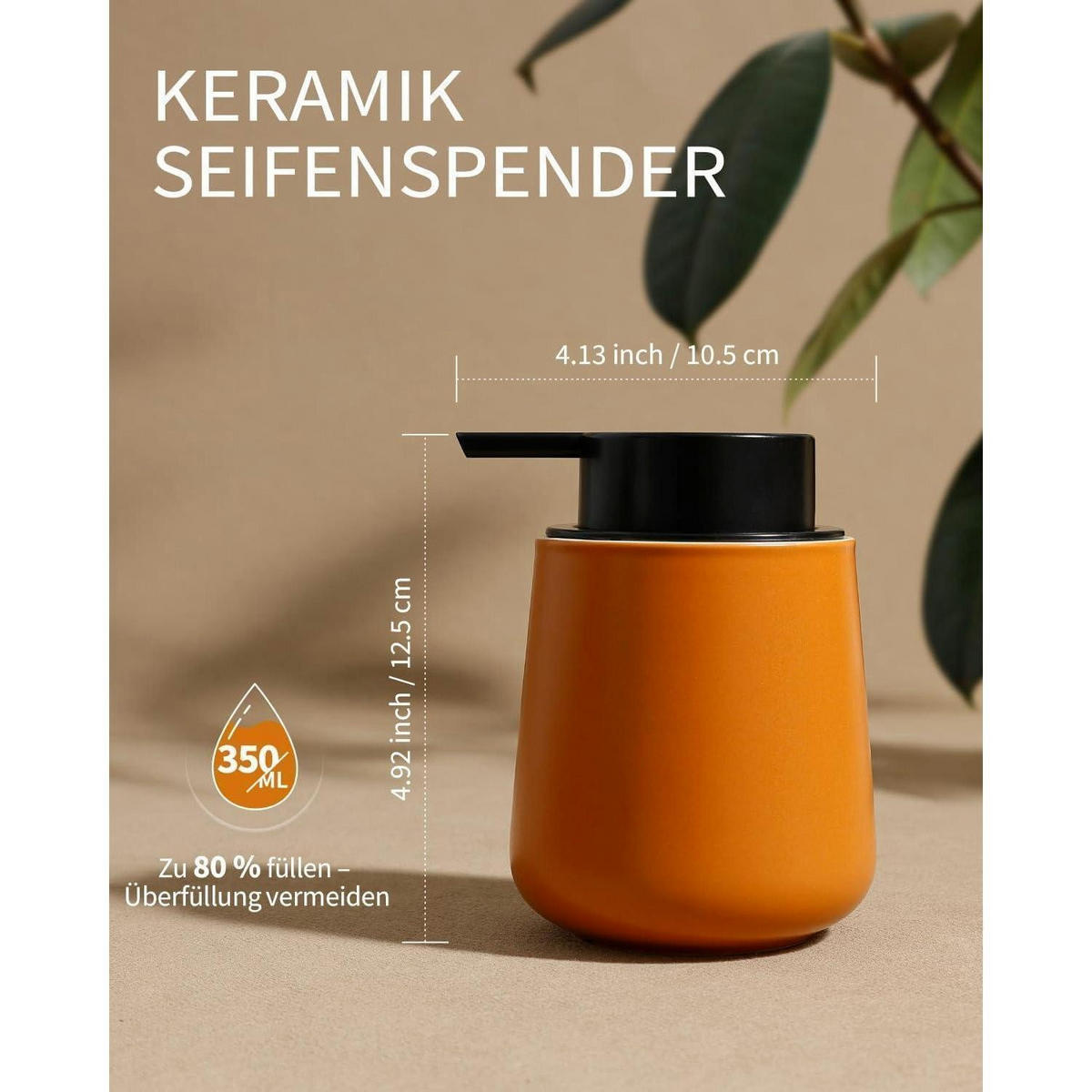 SEIFENSPENDER Keramik Rotbraun 350ml - Orange, Keramik (9/12/9cm)