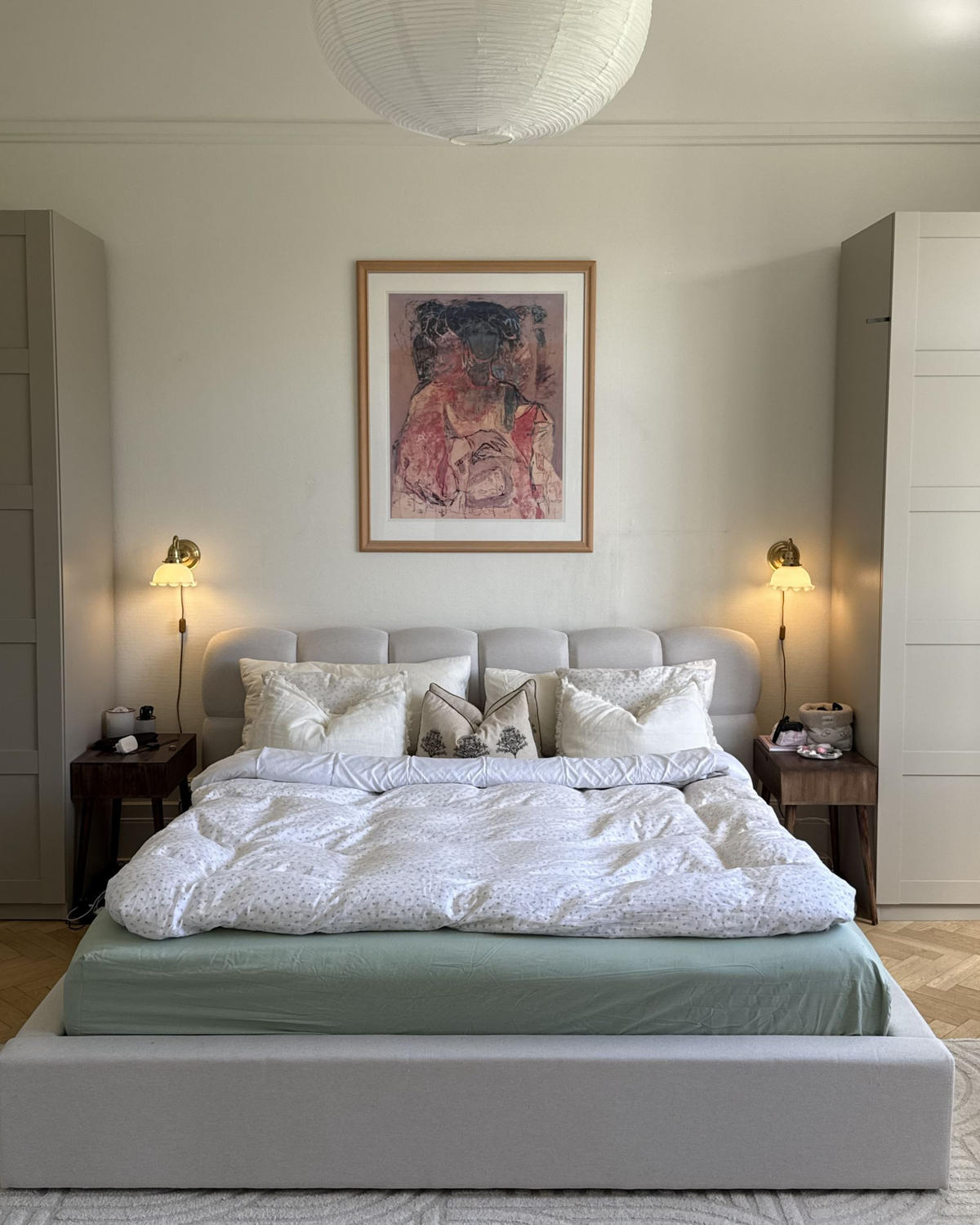 POSTEL s úložným prostorem 180/200 cm Látka Krémově bílá Baston - krémová, textil (180/200cm) - Beliani