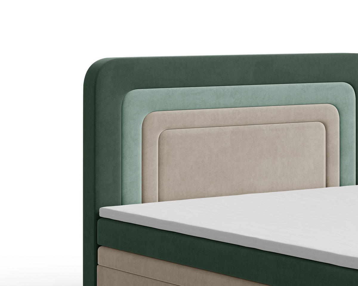 BOXBETT - Bett 10 NEST - Riviera - 140x200 cm - Modernes Polsterbett mit Bettkasten - Grün, Holz (140/200cm) - ROYAL24_MARKT